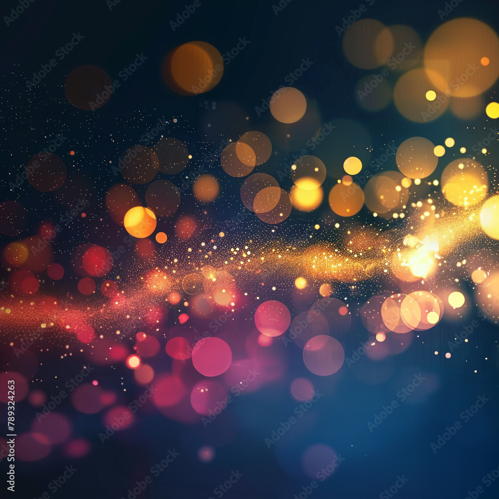 yellow and pink bokeh on a dark blue background