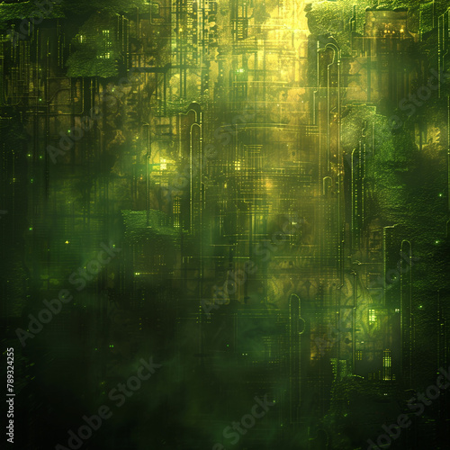 abstract background of swamp color of dark green in fog © Svetlana