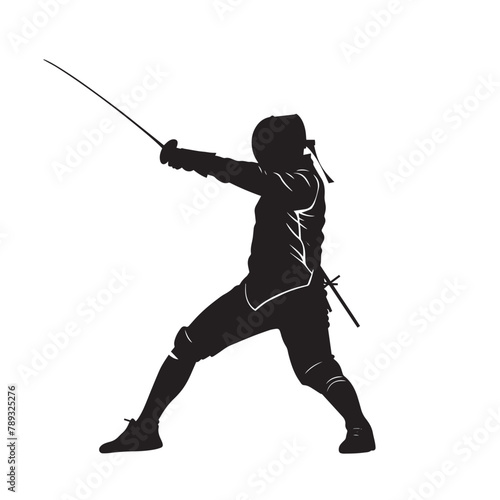 Vector silhouette of a fencing sports person. Flat cutout icon