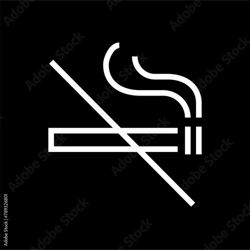 No-Smoking Icon. Public prohibition symbol on black background. 