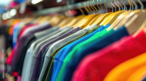 colorful clothes hanging in clothing store