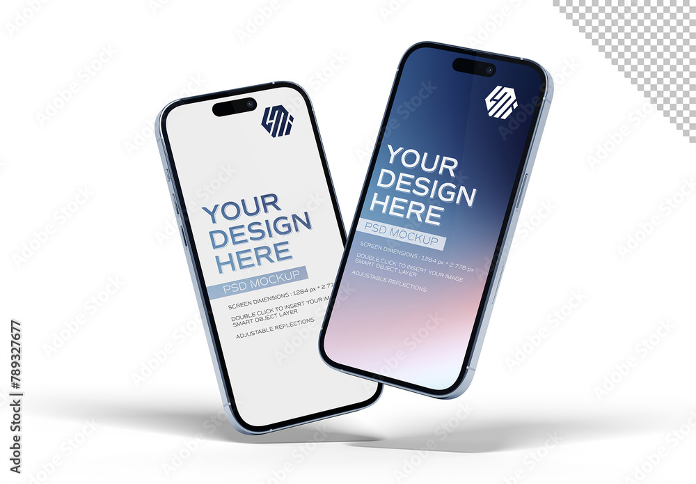 Two Isolated Smartphones With Shadows Mockup Stock Template | Adobe Stock