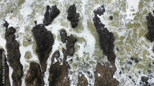 Wallpaper Mural Beautiful ocean landscape, shot from a drone on a rock, ocean in 4K. Torontodigital.ca