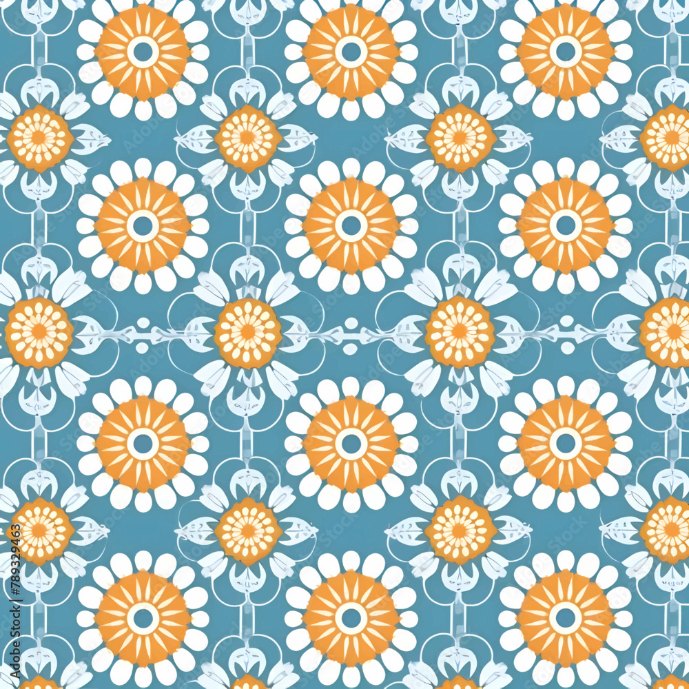 Seamless pattern with decorative flowers. Hand drawn vector illustration.