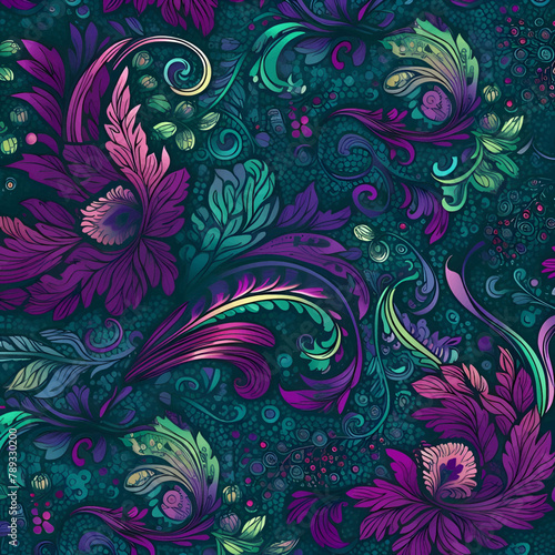 Seamless pattern with abstract flowers. Floral background. Vector illustration.