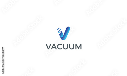 Letter V technological motion logo