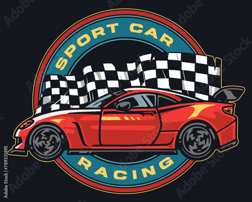 Sport car vintage flyer colorful