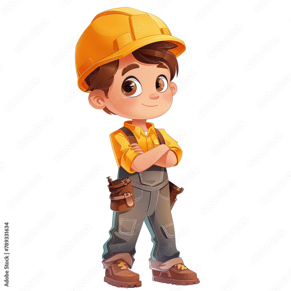 Cute child wearing work clothes Doctor cartoon 2D illustration on white background Looks minimalist Cute child wearing work clothes Doctor cartoon 2D illustration on white background Looks minimalist