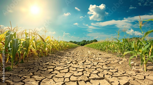 Analyze the effects of hot weather on agriculture and food production, including crop yields and water availability photo