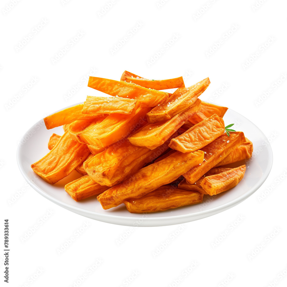 Tasty Sweet Potato Fries Sliced Isolated On Transparent Background Tasty Sweet Potato Fries Sliced Isolated On Transparent Background