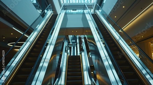 escalator in mall shopping center photo
