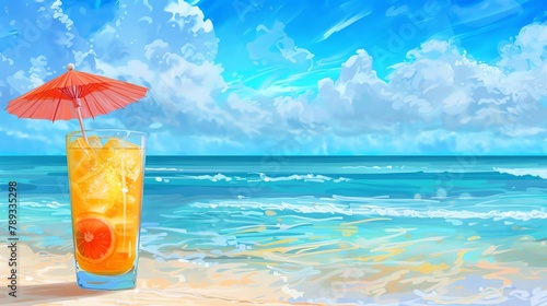 Beach cocktail clipart garnished with a paper umbrella