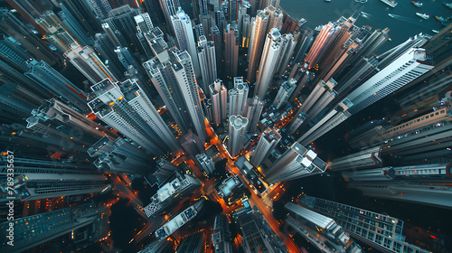  futuristic skyscraper city drone view © Altair Studio