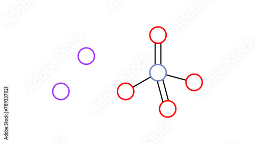 sodium chromate molecule, structural chemical formula, ball-and-stick model, isolated image oxidizing agent photo