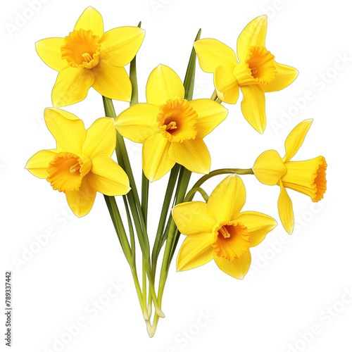 yellow daffodils flowers with petals SVG on transparent background