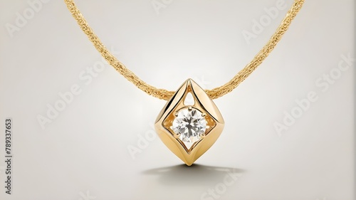  A dainty gold necklace adorned with a small diamond pendant, sparkling with elegance 
