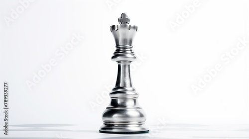 Silver chess king isolated on white background