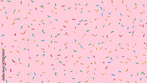 Foto colorful sprinkles on pink background, birthday and party design element