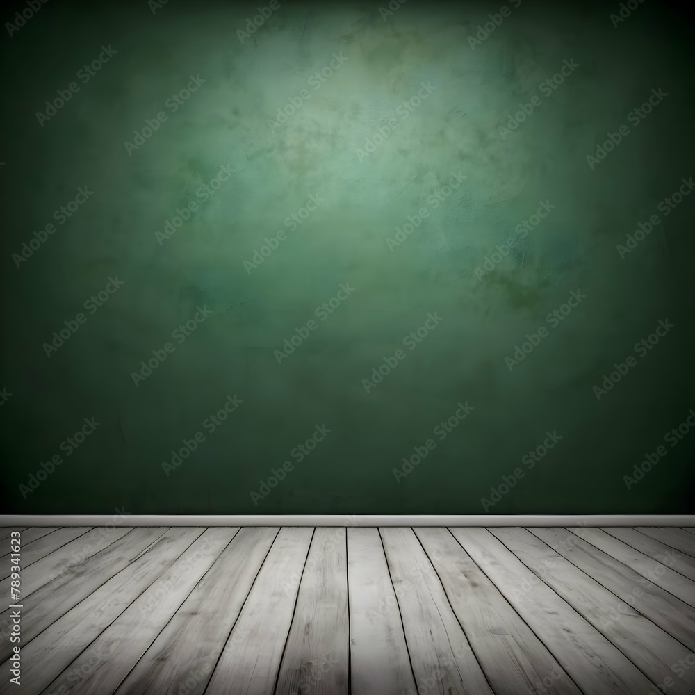 Green Empty Room With Wooden Floor Green Empty Room With Wooden Floor