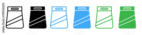Cleaning agent packaging icon representing laundry detergent for washing clothes