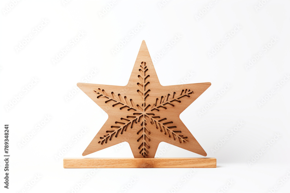 Fototapeta premium isolated,Wooden Sign, christmassy, white solid bg. simple, bright, feminine сreated with Generative Ai