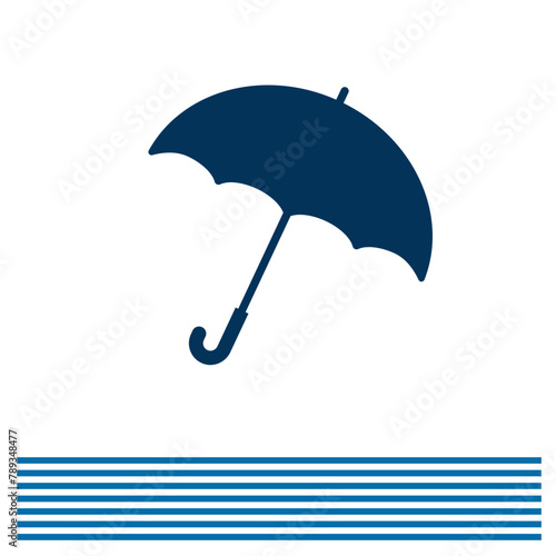 青い傘　梅雨のベクターイラストシルエット