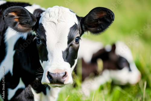 Baby calf next to a cow