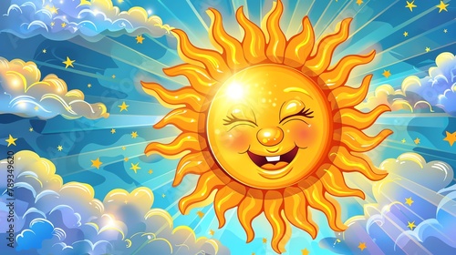 Sun clipart shining brightly in the sky