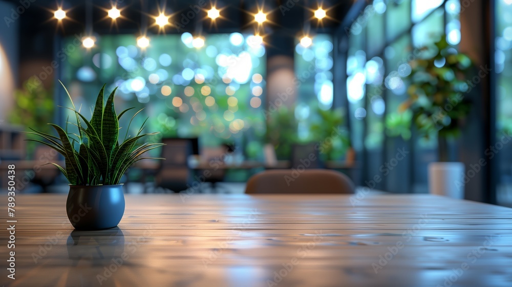 Elegant Indoor Office Space with Green Plant Elegant Indoor Office Space with Green Plant