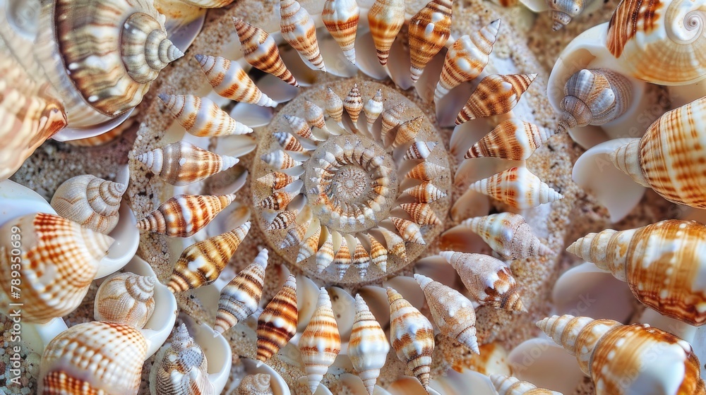 Seashell clipart arranged in a decorative pattern. Seashell clipart arranged in a decorative pattern.