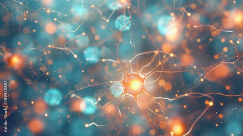 Glowing Neuron with Synaptic Connections in Brain