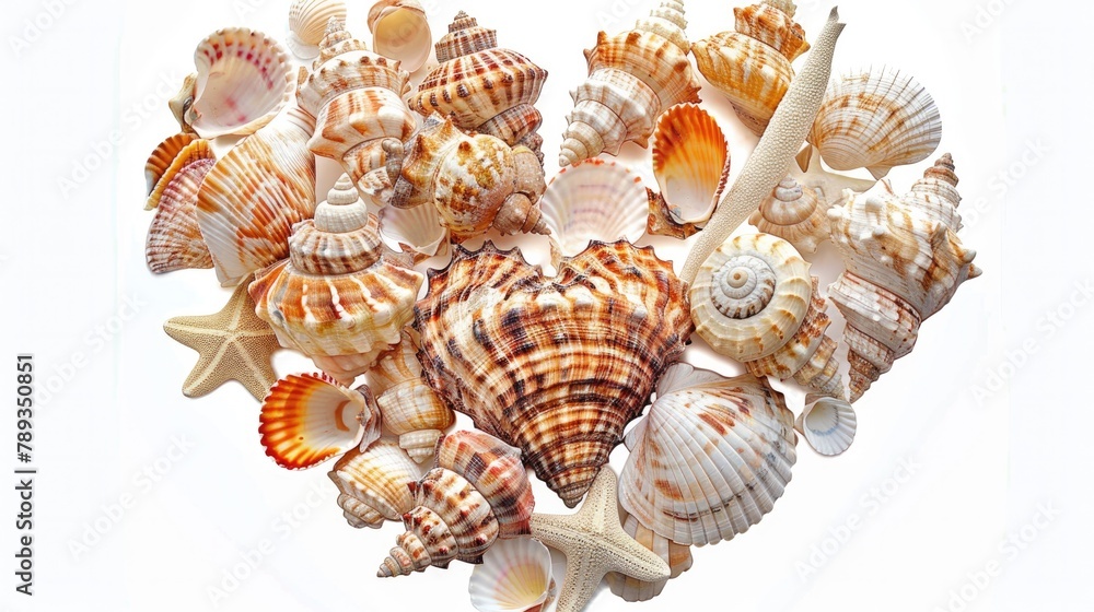 Obraz premium Seashell clipart arranged in a decorative pattern.
