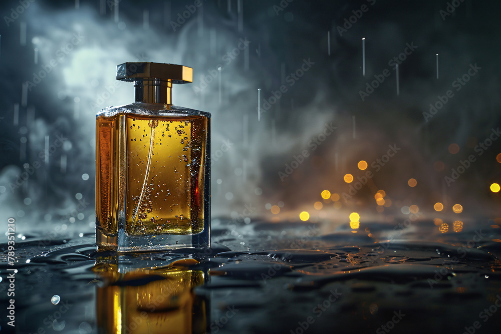 Man perfume bottle on dark background Man perfume bottle on dark background
