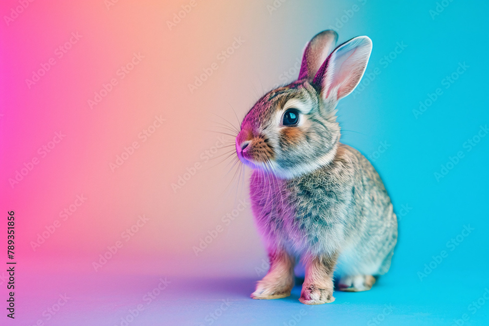 Fototapeta premium Rabbit on vibrant background with copy space
