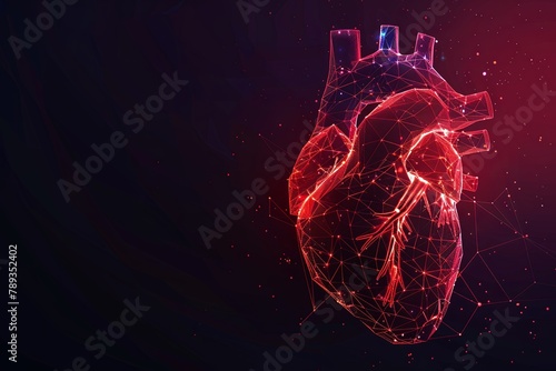 Abstract red human heart. Anatomy of the heart. Medical healthcare concept. generative ai photo
