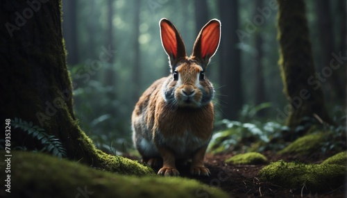 a rabbit in the middle of a dark forest from Generative AI © SevenThreeSky