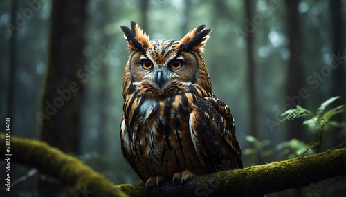 an owl in the middle of a dark forest from Generative AI