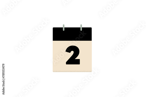 2 day two second calendar days of the month sheets of paper