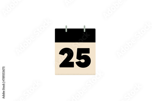 25 days twenty five twenty fifth calendar days of the month sheets of paper