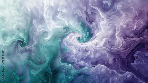 Ethereal swirls of lavender and emerald, a dreamlike watercolor fusion. 