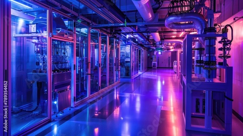 A state-of-the-art quantum computing laboratory, housing supercooled quantum processors and advanced control systems for groundbreaking research in quantum information science. photo