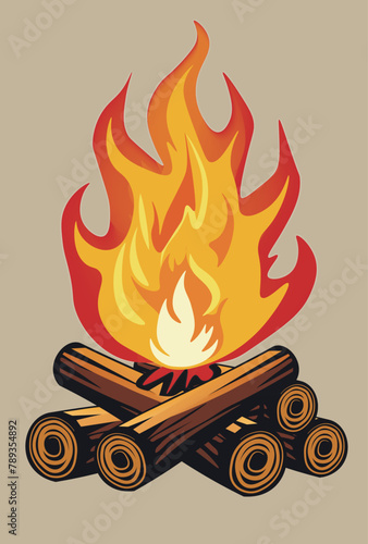 Camping Hot Bonfire Flat Icon
