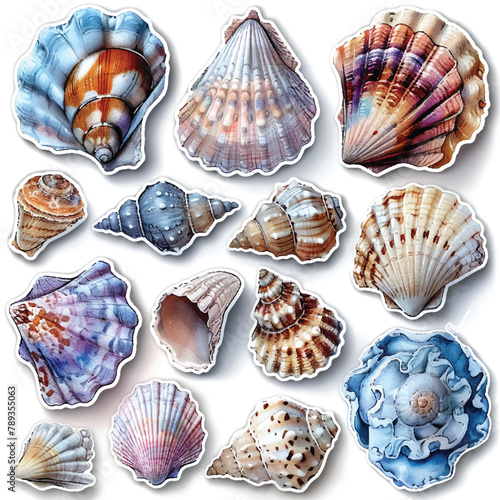 stickers set shells