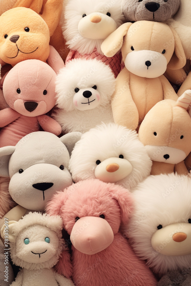 Close-ups of cute stuffed animals, perfect for plush toys and cuddly сreated with Generative Ai Close-ups of cute stuffed animals, perfect for plush toys and cuddly сreated with Generative Ai