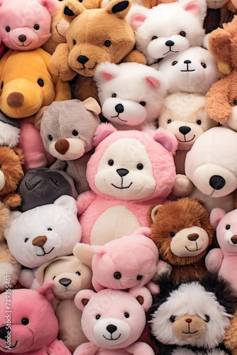 Close-ups of cute stuffed animals, perfect for plush toys and cuddly сreated with Generative Ai