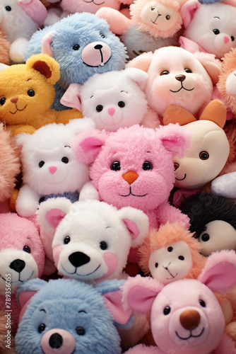 Close-ups of cute stuffed animals, perfect for plush toys and cuddly сreated with Generative Ai