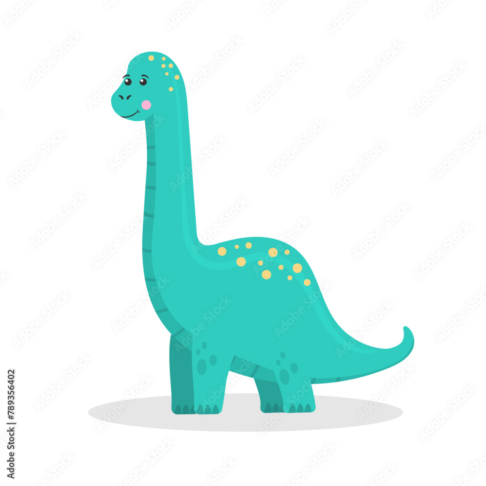 Cute dinosaur, funny ancient brontosaurus and green triceratops. Cartoon dinosaurs icon collection isolated on white background. Flat vector illustration in childish style.
