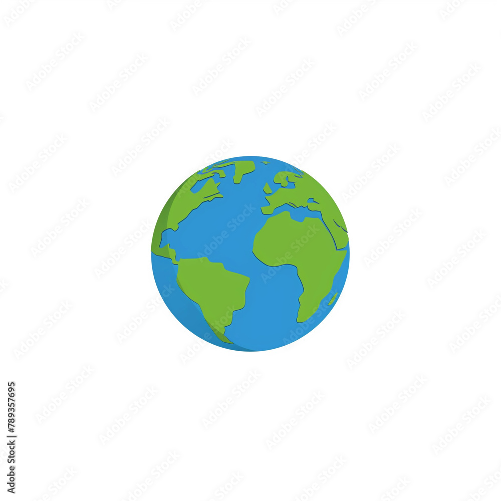 Minimalist Earth Illustration, Simple Stylized Planet on White Background