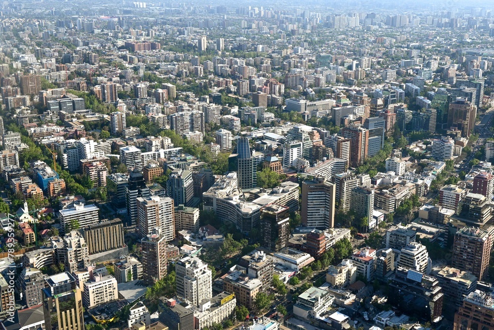 Fototapeta premium Santiago, Chile, October 22, 2023, city view showing the architecture of the buildings and houses