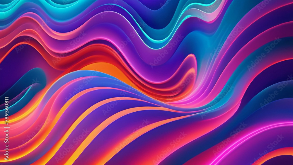 Obraz premium 3d neon abstract gradient wave background. abstract neon background concept. 
